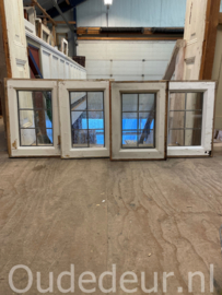 nr. r524 serie van 8 oude ramen met glas in lood in dubbel glas