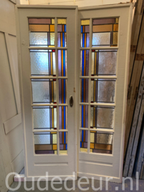 nr. e649 gekleurde set glas in lood schuifdeuren