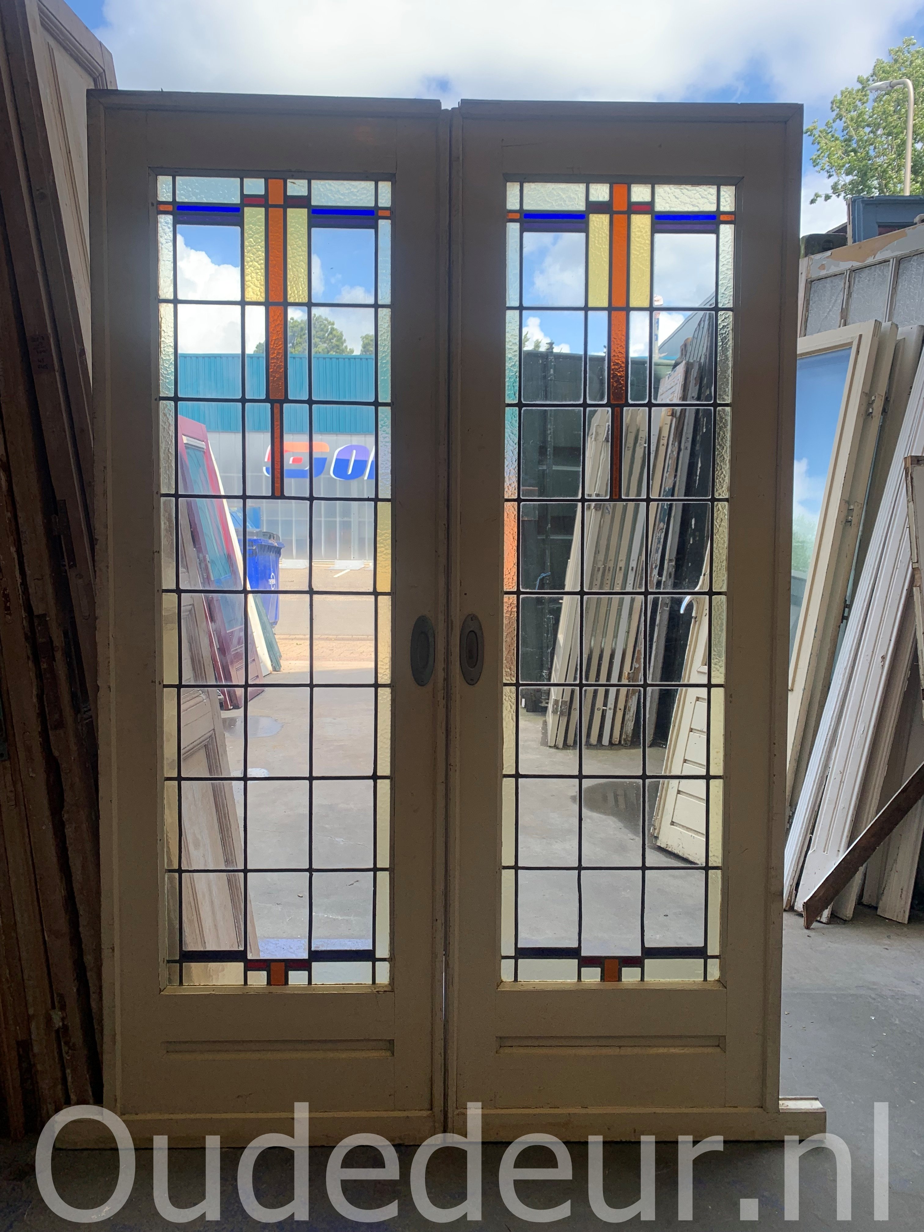 nr. e696 set glas in lood ensuite deuren