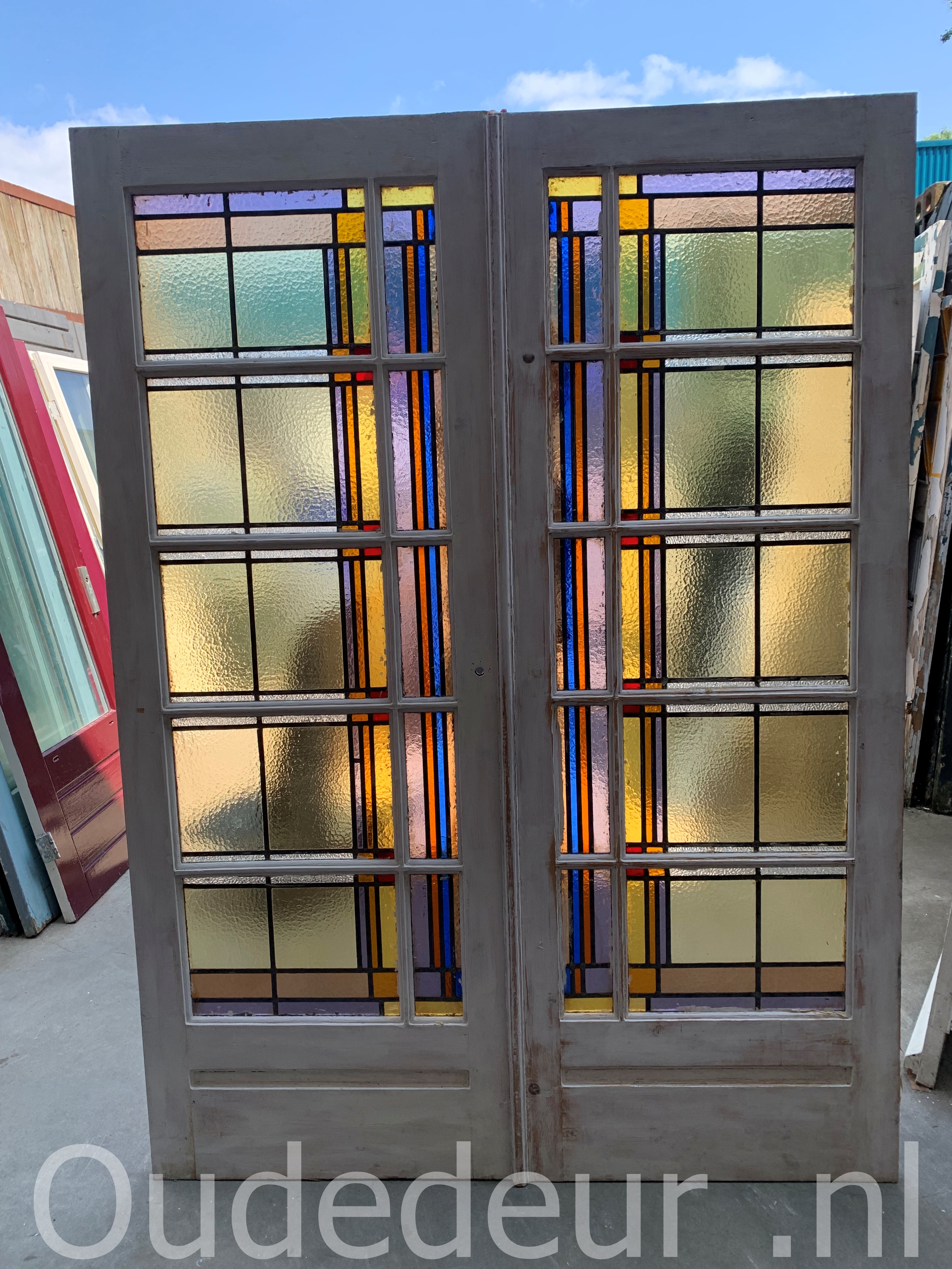 nr. e691 set glas in lood deuren