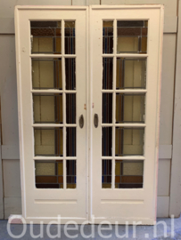 nr. e649 gekleurde set glas in lood schuifdeuren