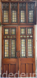 nr. GL731 set glas in lood deuren met bovenlicht