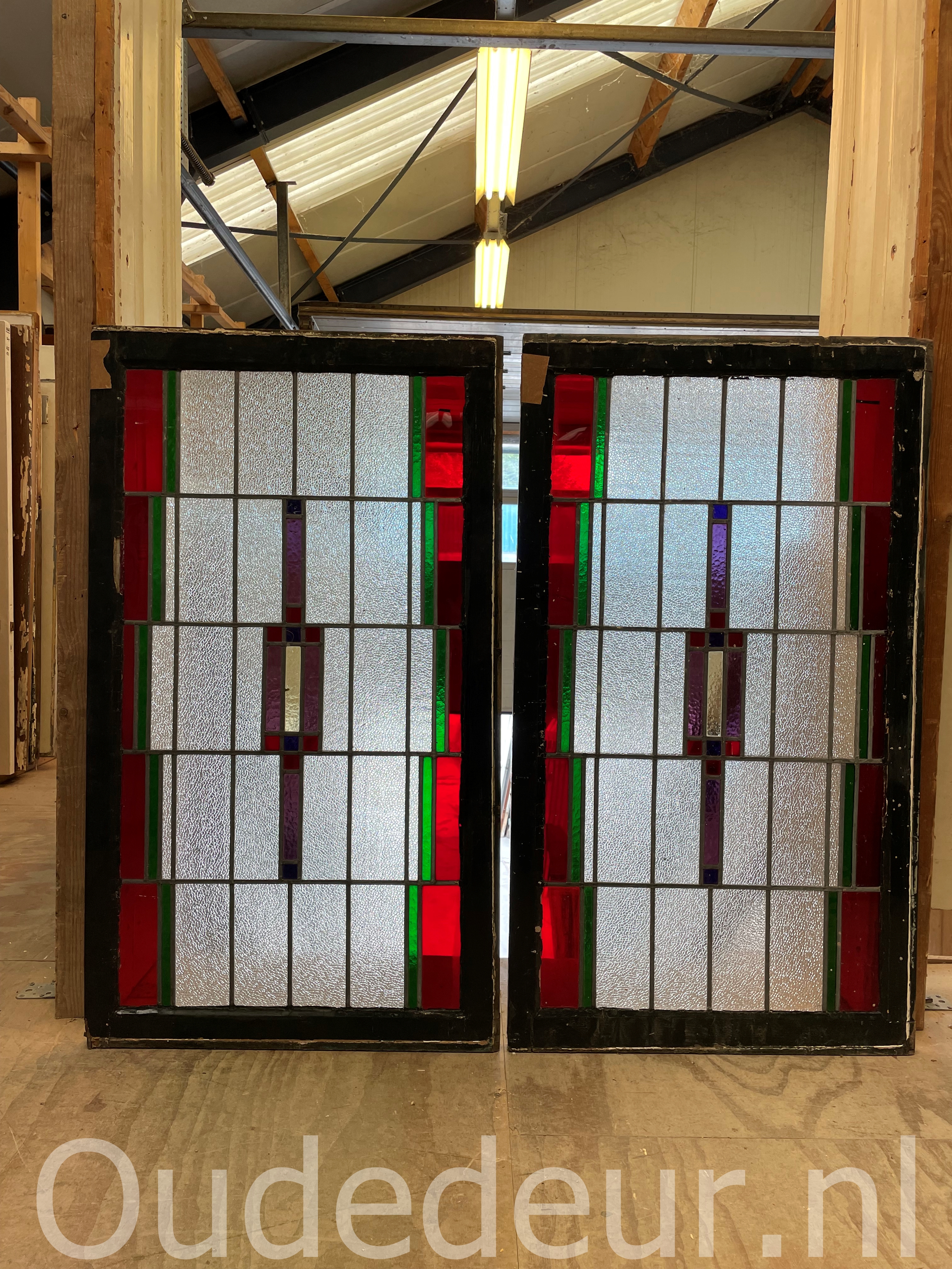 nr. r673 2 glas in lood ramen rood