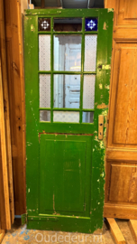 nr. 2199 oude antieke deur met gekleurde ruit