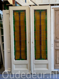 nr. e776 ensuite deuren met glas in lood met kleur