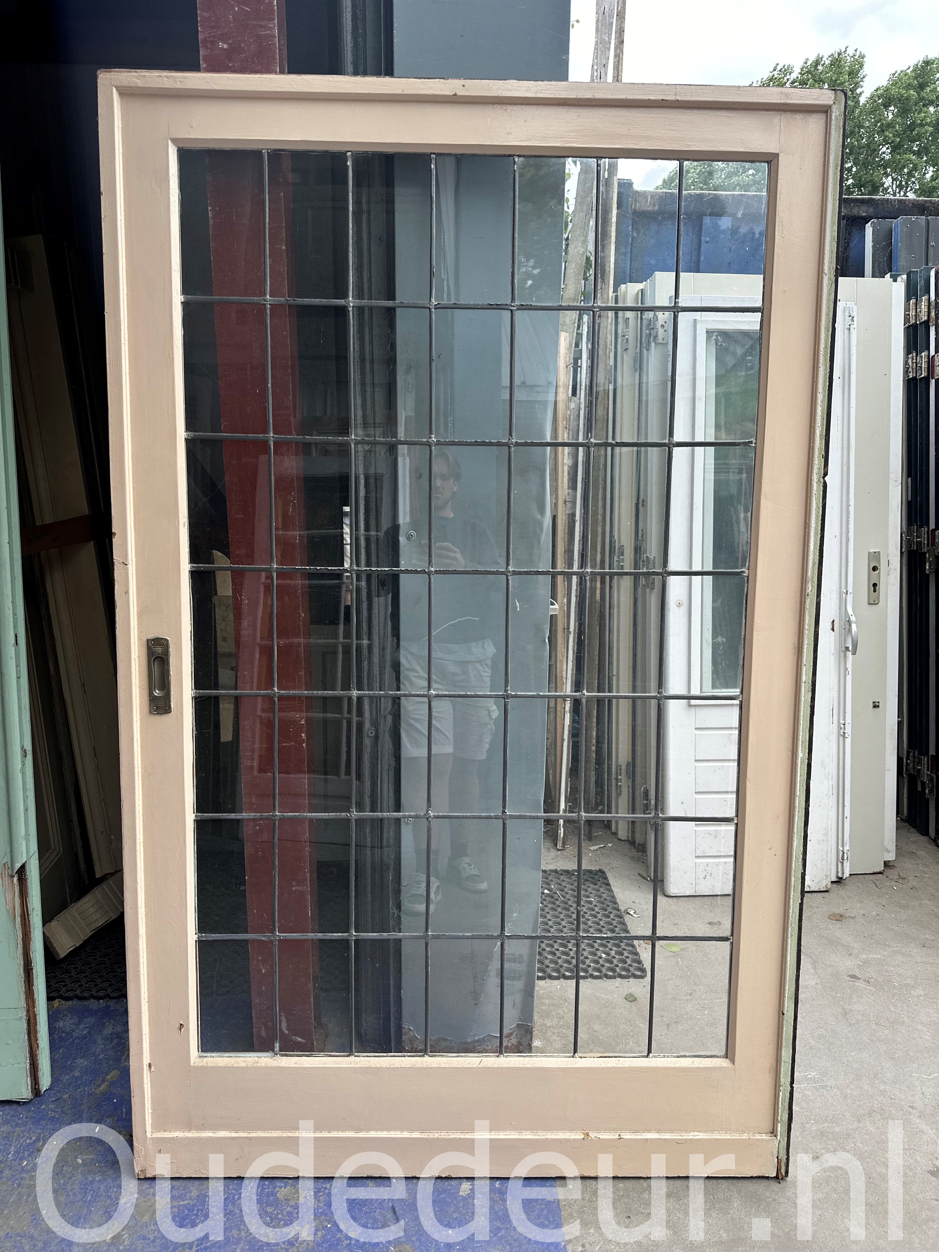 nr. 2788 enkele grote glas in lood deur