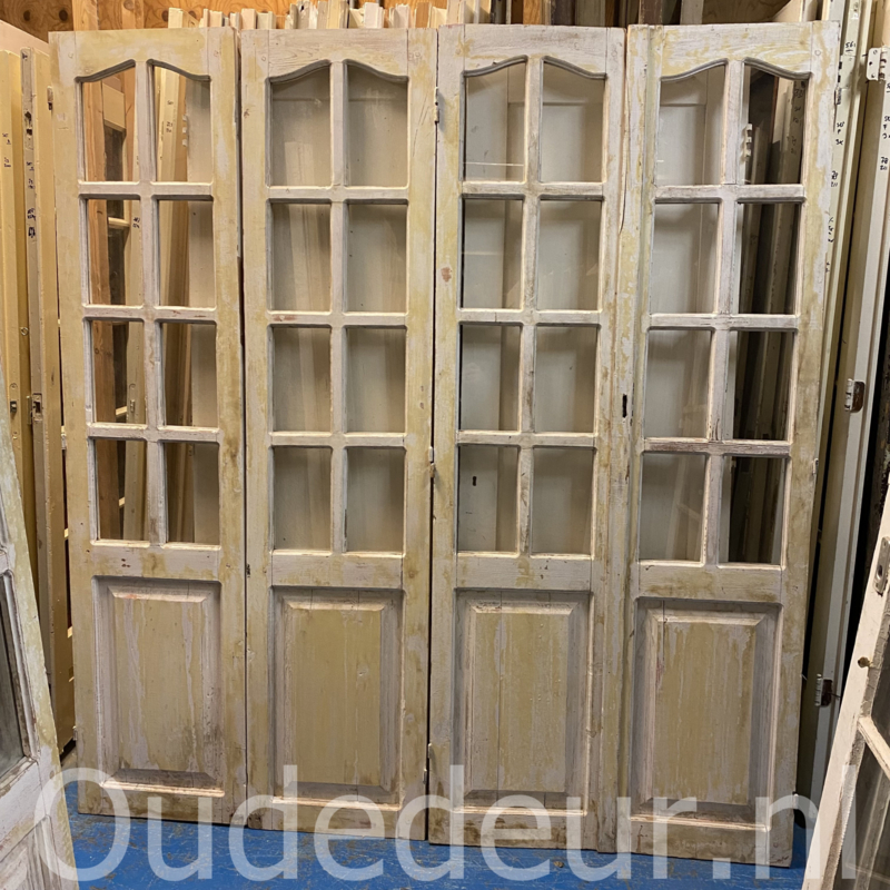nr. set701 3 sets antieke glasdeuren  halfgeloogd