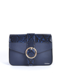 Blauwe clutch met slangenprint van het merk giuliano