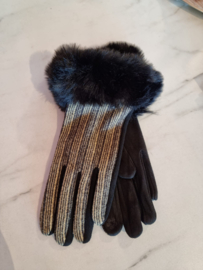 Zwarte handschoen met fake fur