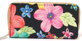 Zwarte portemonnee met bloemen