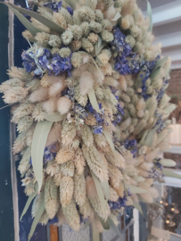 Krans droogbloemen Blue magic 35cm