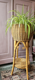 Vintage rotan plantstandaard