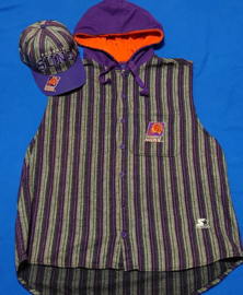 VINTAGE 90S STARTER JERSEY MOUWLOOS+CAPUCHON+ARCH PET( LICHT GEBRUIKT ) PHOENIX SUNS ( ZEER ZELDZAAM )