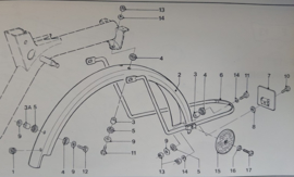 RUBBER ACHT SPATBORD ( NUM 4 OP DE TEKENING )( EDB )