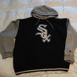 VINTAGE 90S STARTER CAPUCHON TRUI TYPE LETTERMAN ( LICHT GEBRUIKT ) CHICAGO WHITE SOX ( ZELDZAAM )