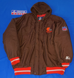 VINTAGE 90S STARTER PUFFER JAS ( LICHT GEBRUIKT ) CLEVELAND BROWNS ( ZEER ZELDZAAM )