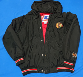 VINTAGE  90S STARTER PUFFER JAS ( LICHT GEBRUIKT ) CHICAGO BLACKHAWKS ( ZELDZAAM )