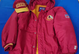 VINTAGE 90S STARTER PUFFER JAS + ARCH PET ( LICHT GEBRUIKT ) WASHINGTON REDSKINS