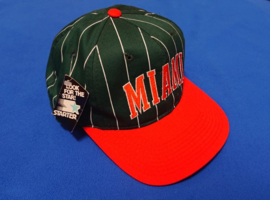 VINTAGE 90S STARTER PINSTRIPE PET ( NIEUW+TAG ) ZELDZAAM MIAMI HURRICANES