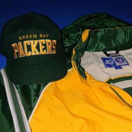 VINTAGE 90S STARTER WINDBREAKER+ARCH PET ( LICHT GEBRUIKT ) GREEN BAY PACKERS ( ZELDZAAAAM )