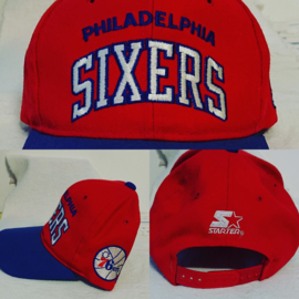 VINTAGE 90S STARTER ARCH WOL PET ( LICHT GEBRUIKT ) PHILADELPHIA 76ERS (ZELDZAAM )