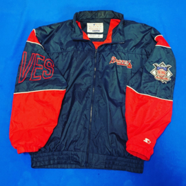 VINTAGE 90S STARTER WINDBREAKER ( LICHT GEBRUIKT ) ATLANTA BRAVES ( ZELDZAAM )