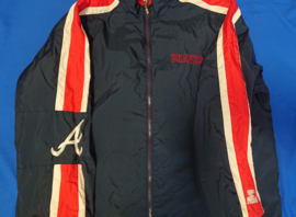 VINTAGE 90S STARTER WINDBREAKER ( 2 ) ( LICHT GEBRUIKT ) ATLANTA BRAVES ( ZELDZAAM )