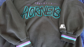 VINTAGE 90S STARTER GRAFFITI CAPUCH0N TRUI ( LICHT GEBRUIKT ) CHARLOTTE HORNETS