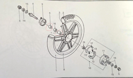 BUSJE ORI HONDA RIGIDA VOOR VELG ( NUM 6 OP DE TEKENING )