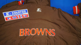 VINTAGE 90S STARTER PUFFER JAS ( LICHT GEBRUIKT ) CLEVELAND BROWNS ( ZEER ZELDZAAM )