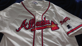 VINTAGE 90S STARTER JERSEY ( 3 ) ( LICHT GEBRUIKT ) ATLANTA BRAVES ( ZELDZAAM )