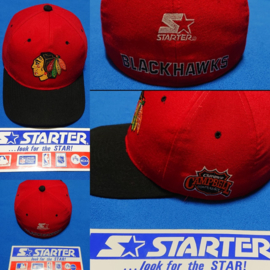 VINTAGE 90S STARTER PET DICHT MODEL ( LICHT GEBRUIKT ) CHICAGO BLACKHAWKS ( ZELDZAAAM )