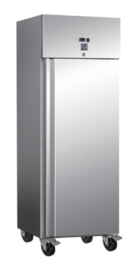 RVS 600 liter koelkast, statisch gekoeld met ventilator.