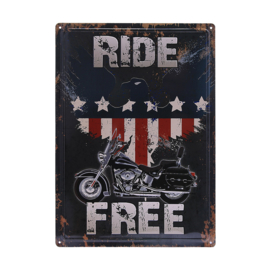 Large Metal Plate - Ride Free - Harley-Davidson Motorcycle