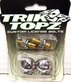 License Plate Mounts - Chrome Skulls - TrikTopz - Bolts/Nuts