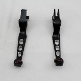 Skull Slotted Handlebar Levers - Black - Harley-Davidson - Wide Blade