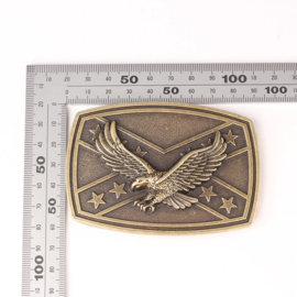 Belt Buckle Rebel flag with Eagle - BRASS