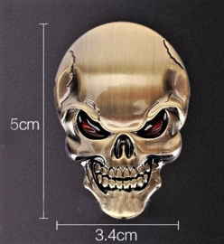 Red Eyed Brass Skull badge - Small