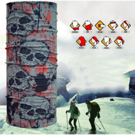 Grey/Red Skulls - Tube / Buff