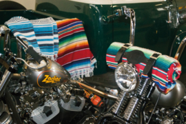 Mexican blanket - Multi Color - with Black leather holder