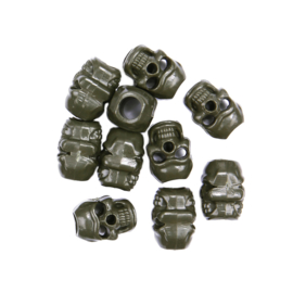 TACTICAL CORD STOPPER SKULL SET 10 PCS - ARMY RANGER GREEN