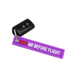 Embroided Keychain - Purple & Red/White - KISS ME BEFORE FLIGHT