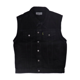 Vintage Black Denim Biker Vest - MCS WorkWear