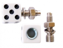 License Plate Mounts - White Dice - TrikTopz - Bolts/Nuts