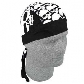 Bandana Cap - Flydanna, Big White Skull Heads