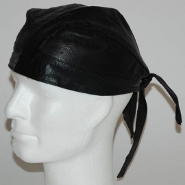 Bandana Cap - Black Leather