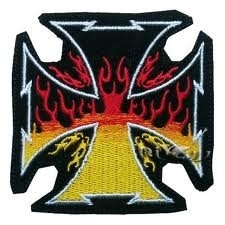 PATCH- Chopper sign/ Maltese Cross with Flames