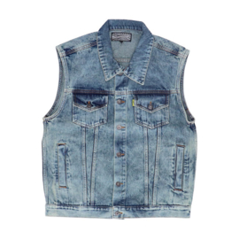 STONE WASHED BLUE - Denim Biker Vest - MCS WorkWear