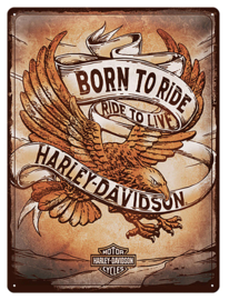 RETRO METAL SIGN - HARLEY DAVIDSON - EAGLE - BORN TO RIDE