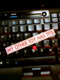 DECAL - support red and white sticker - MY OTHER TOY HAS TITS